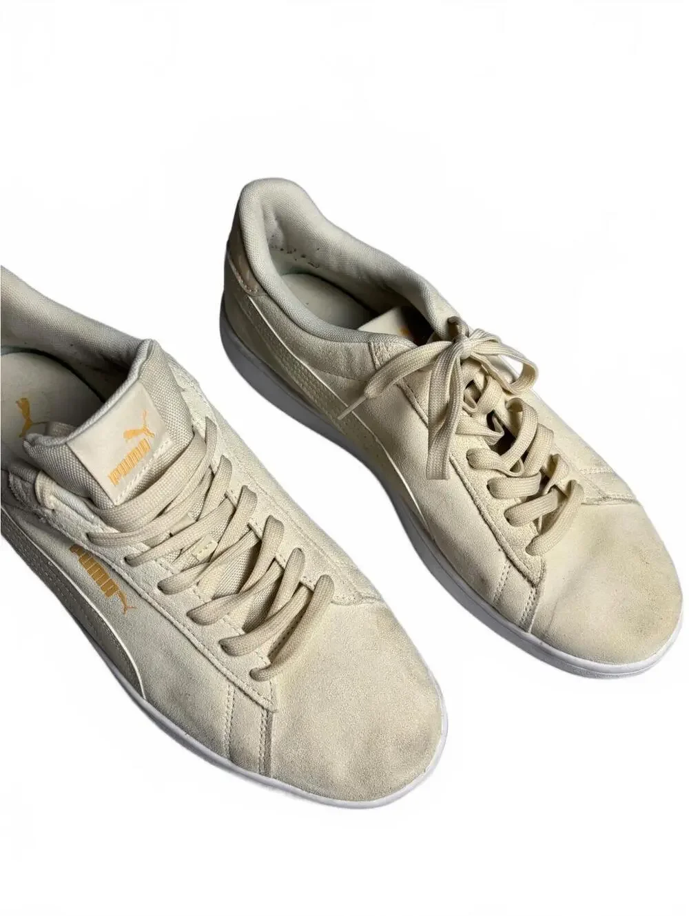 Puma Suede Classic Sneakers in Cream with Gold Logo